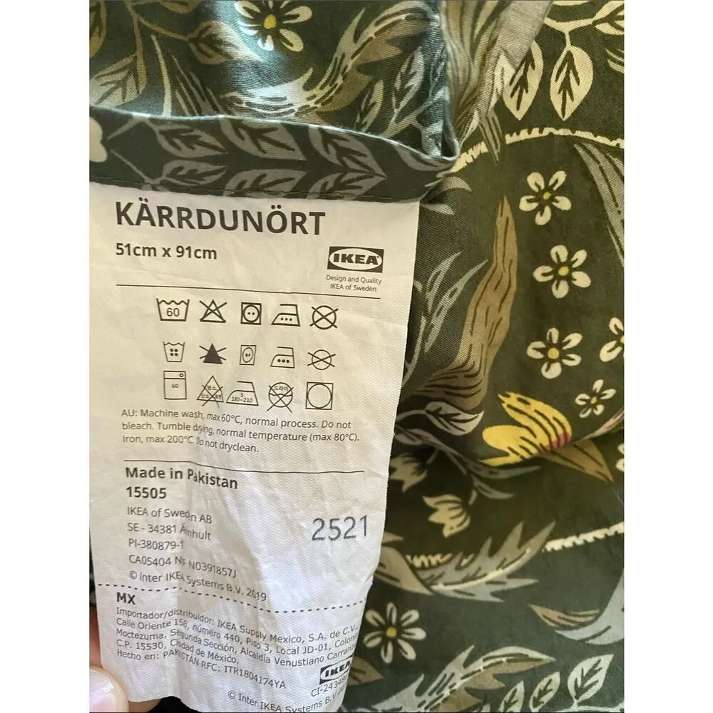 IKEA KÄRRDUNÖRT Olive Green Floral Pillowcases